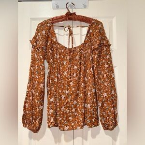 Easel Los Angeles Boho Floral Flowy Top – Oversized Small